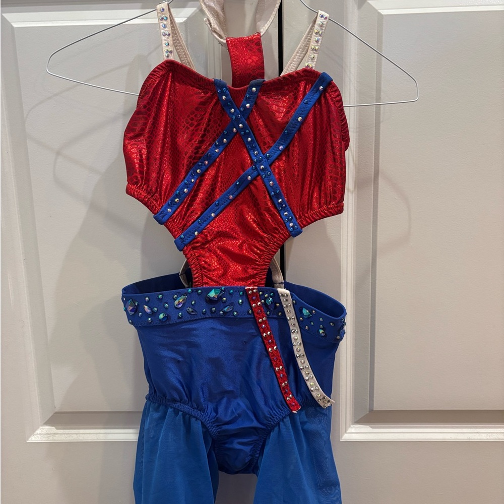 Sparkling Red and Blue Kids Dance Costume
